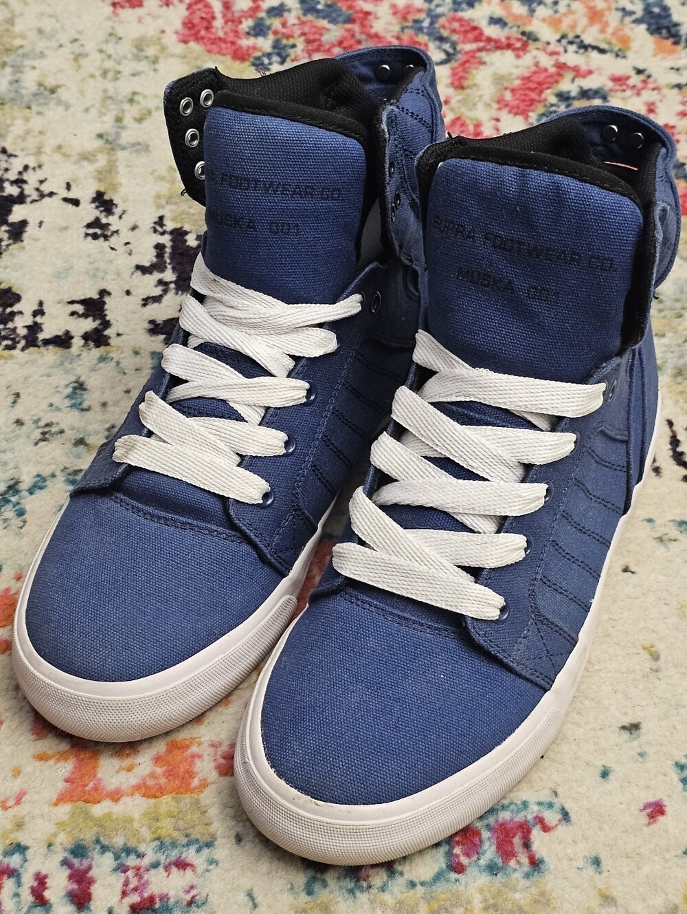 Supra Muska 001 Skytop Men's High Top Sneakers Size 10 Canvas Blue Shoes Lace Up
